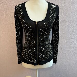 a'gaci Black and Gold Studded Blouse